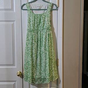 Motherhood Maternity green white dress Sz M